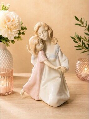 Paul Sebastian 1990 Figurine Mother And Daughter Porcelain, 4x7.5”